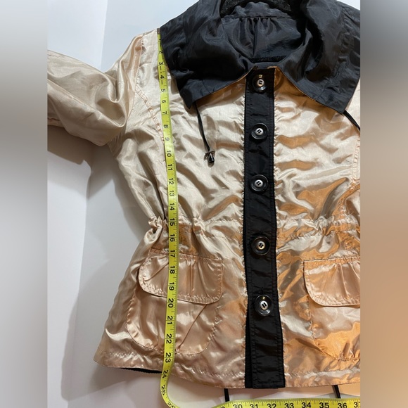UBU Reversible Jacket Black to Champagne Size Large Drawstring Waist & Pockets - Picture 2 of 10